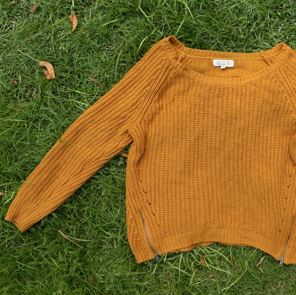 SOLD Pink Rose XL Fall Mustard Yellow Sweater - Picture 3 of 8